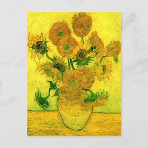 Vase with Fifteen Sunflowers Van Gogh Fine Art Postcard