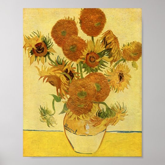 Vase With Fifteen Sunflowers Van Gogh Fine Art Poster Zazzle Com