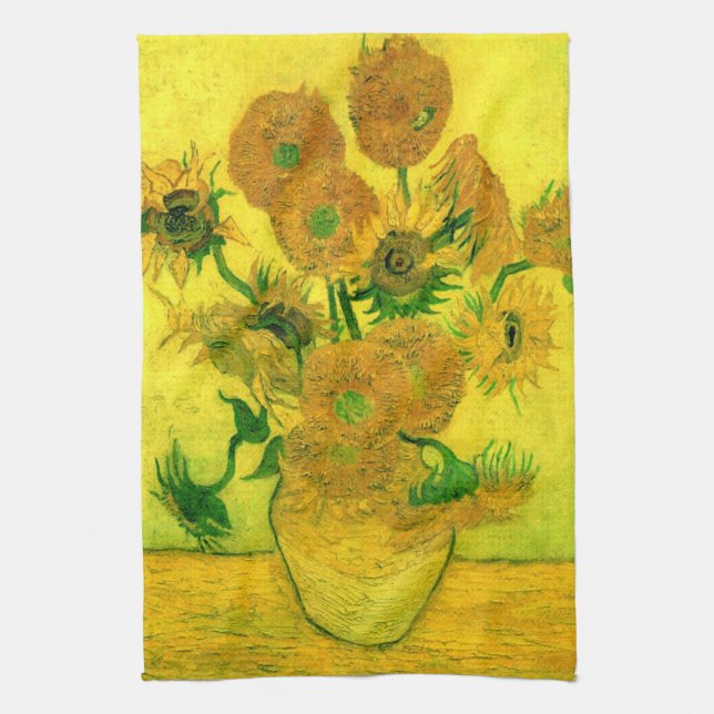 Vase with Fifteen Sunflowers Van Gogh Fine Art Towel (Vertical)