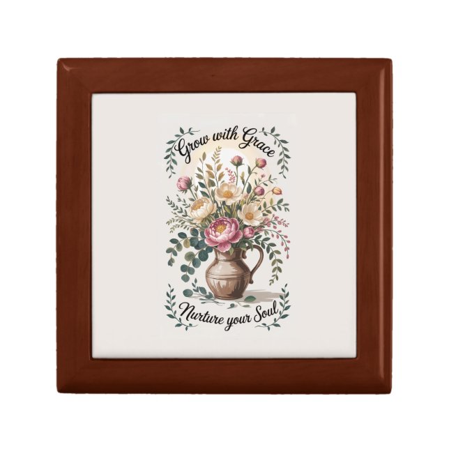 Vase With Florals Grow With Grace Quote Gift Box (Front)