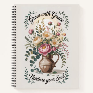 Vase With Florals Grow With Grace Quote Notebook