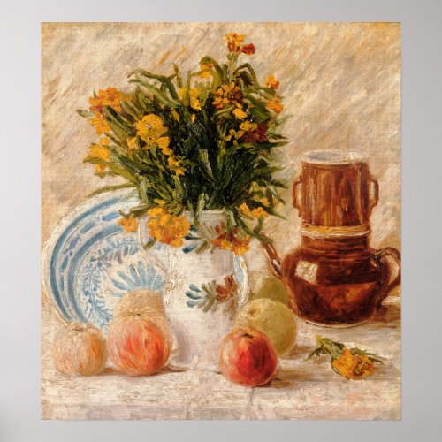 Vase with Flowers Coffeepot and Fruit van Gogh Poster