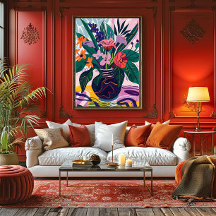 Vase with Flowers: Fauvist Art Style Matisse. Canvas Print