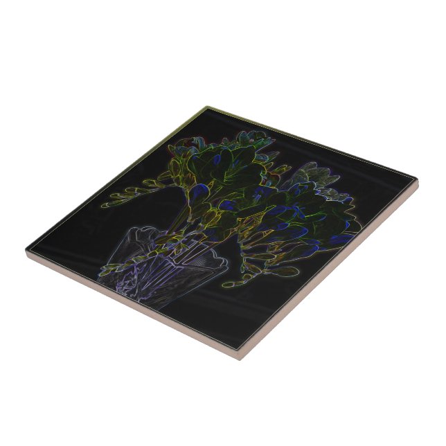 Vase with freesia ceramic tile (Side)