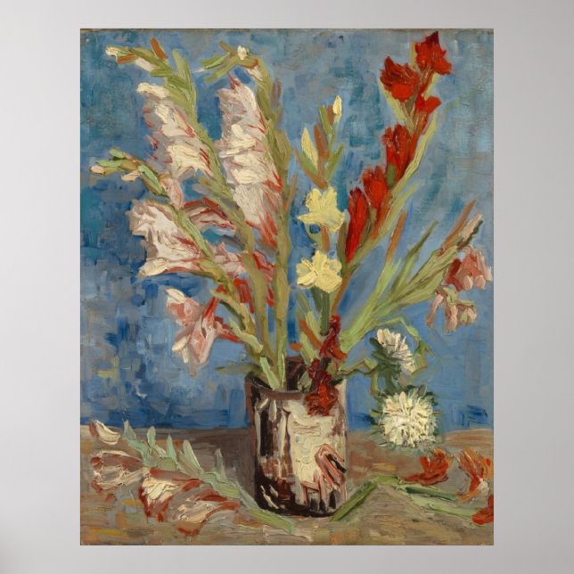 Vase with Gladioli and Chinese Asters van Gogh  Poster (Front)