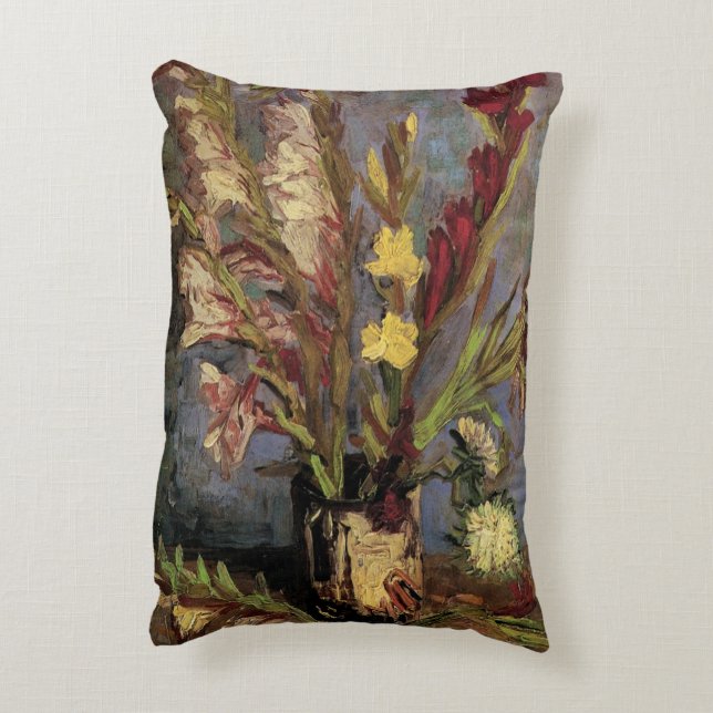 Vase with Gladioli by Vincent van Gogh Accent Pillow (Back(Vertical))