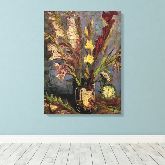 Vase with Gladioli by Vincent van Gogh Canvas Print (Insitu(Wood Floor))