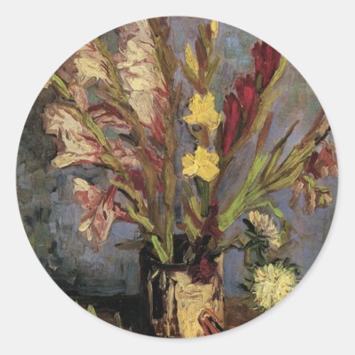 Vase with Gladioli by Vincent van Gogh Classic Round Sticker