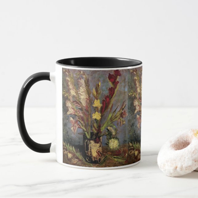 Vase with Gladioli by Vincent van Gogh Mug (With Donut)