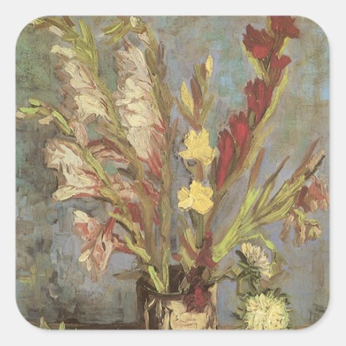 Vase with Gladioli by Vincent van Gogh Square Sticker