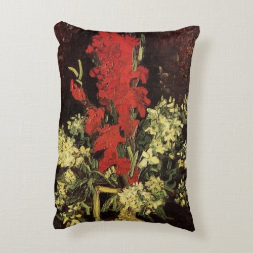 Vase with Gladioli Carnations by Vincent van Gogh Accent Pillow