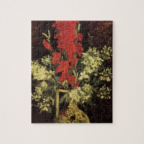Vase with Gladioli Carnations by Vincent van Gogh Jigsaw Puzzle