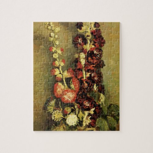 Vase with Hollyhocks by Vincent van Gogh Jigsaw Puzzle