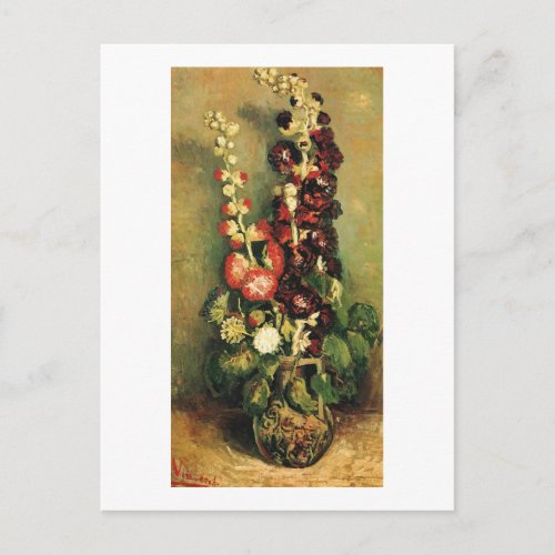 Vase with Hollyhocks F235 Van Gogh Fine Art Postcard