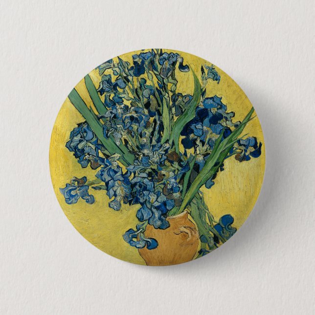 Vase with Irises by Van Gogh Button (Front)