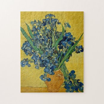 Vase With Irises By Van Gogh Jigsaw Puzzle by lazyrivergreetings at Zazzle