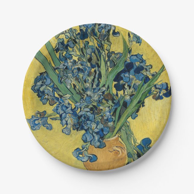 Vase with Irises by Van Gogh Paper Plates (Front)