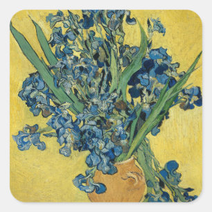 Vase with Irises by Van Gogh Square Sticker