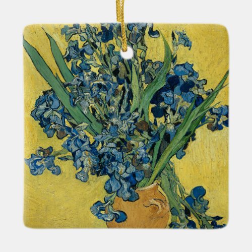 Vase with Irises by Van Gogh _ Still Life Ceramic Ornament