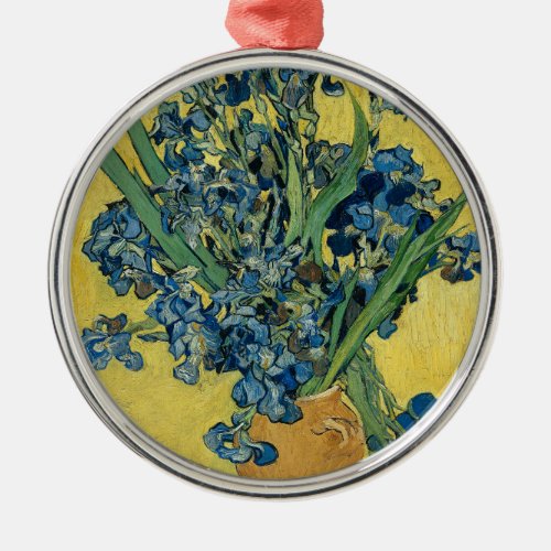 Vase with Irises by Van Gogh _ Still Life Metal Ornament