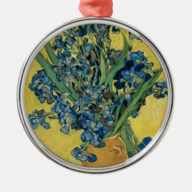 Vase with Irises by Van Gogh - Still Life Metal Ornament (Front)