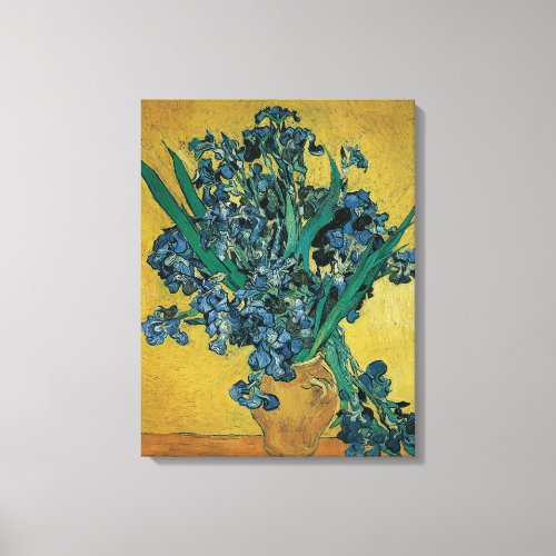 Vase with Irises by Vincent van Gogh Vintage Art Canvas Print