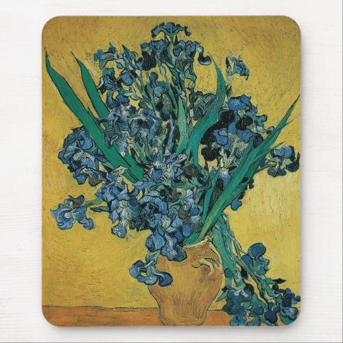 Vase with Irises by Vincent van Gogh Vintage Art Mouse Pad