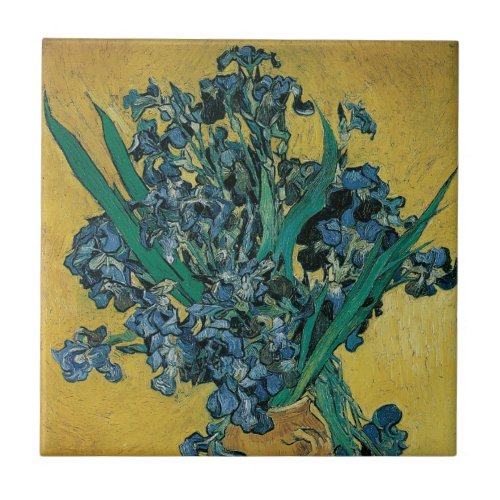 Vase with Irises by Vincent van Gogh Vintage Art Tile