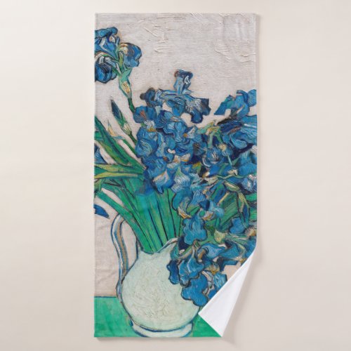 Vase with Irises Van Gogh Bath Towel
