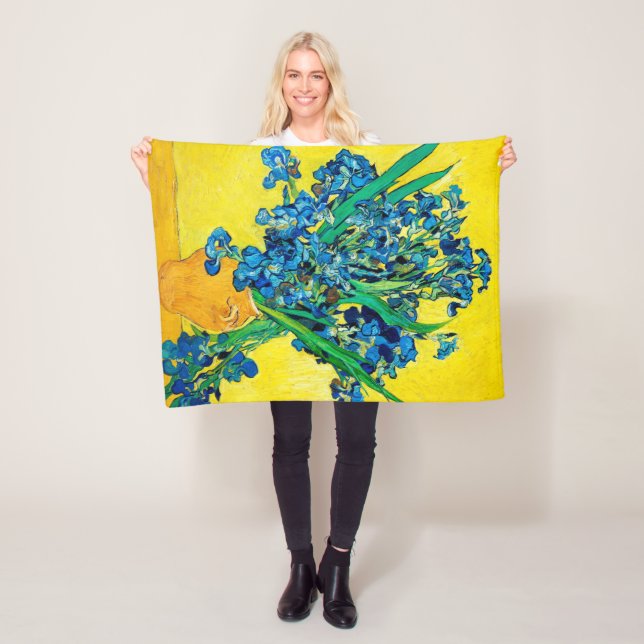 Vase with Irises, Van Gogh Fleece Blanket (In Situ)
