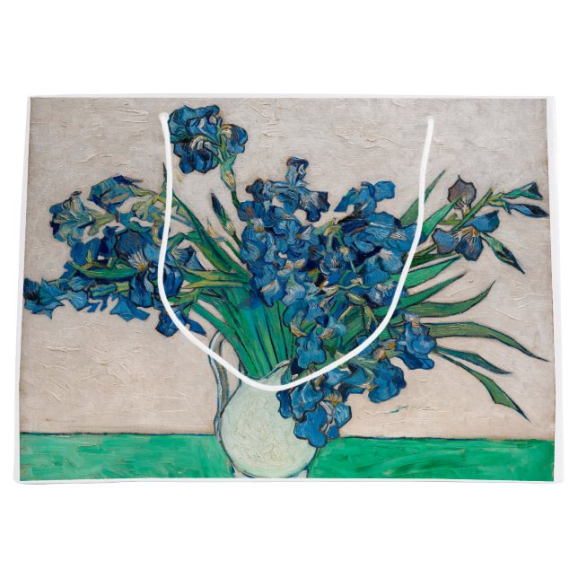 Vase with Irises, Van Gogh Large Gift Bag (Front)
