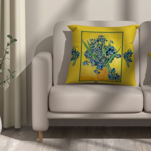 Vase with Irises  Vincent Van Gogh Throw Pillow