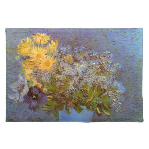 Vase with Lilacs and Daisies by Vincent van Gogh Cloth Placemat