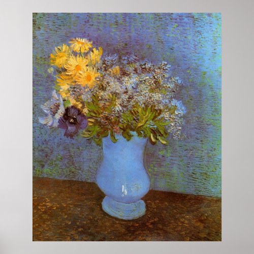 Vase with Lilacs and Daisies by Vincent van Gogh Poster