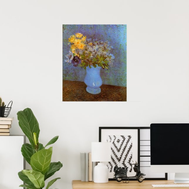 Vase with Lilacs and Daisies by Vincent van Gogh Poster (Home Office)
