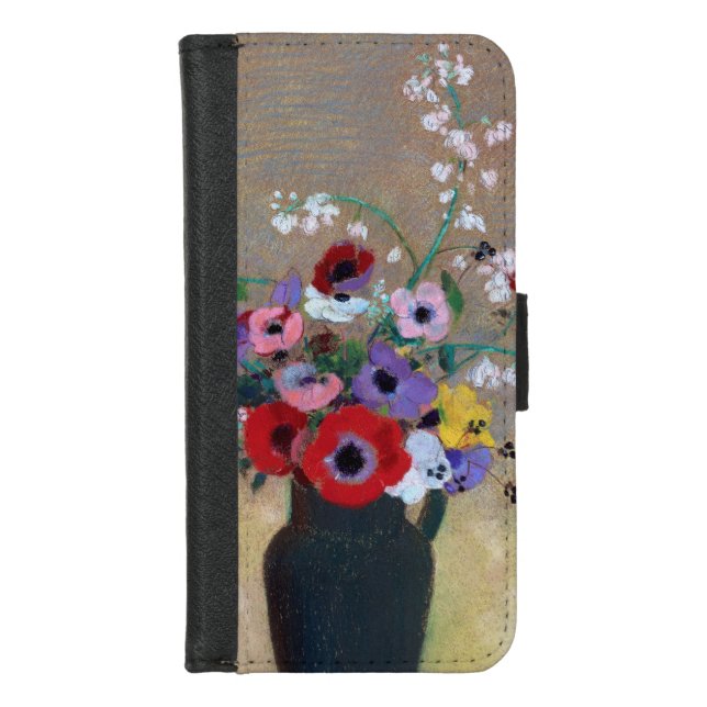 Vase with Mixed Flowers, Redon iPhone Wallet Case (Front)