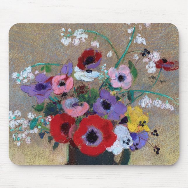 Vase with Mixed Flowers, Redon Mouse Pad (Front)
