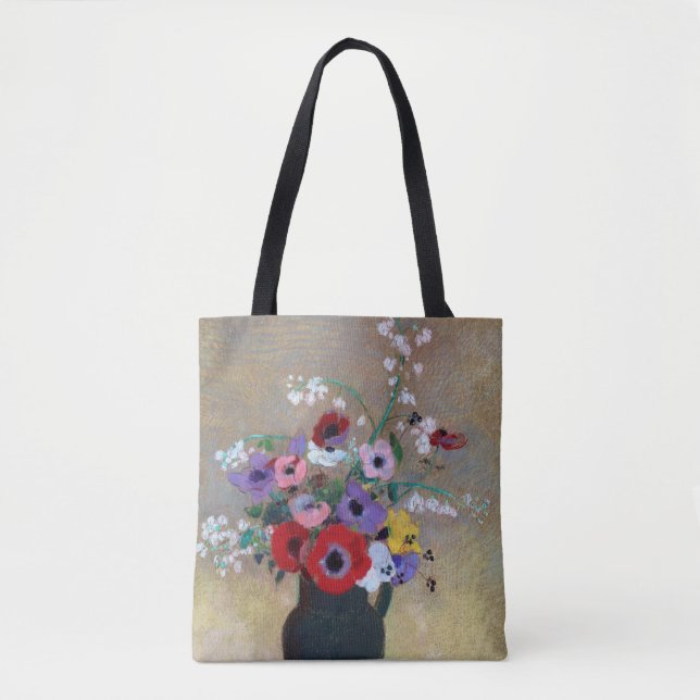 Vase with Mixed Flowers, Redon Tote Bag (Front)