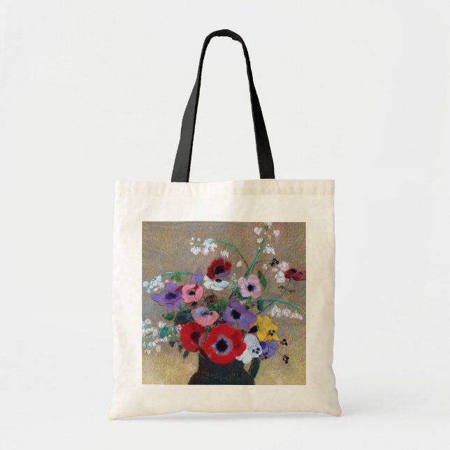 Vase with Mixed Flowers, Redon Tote Bag (Front)