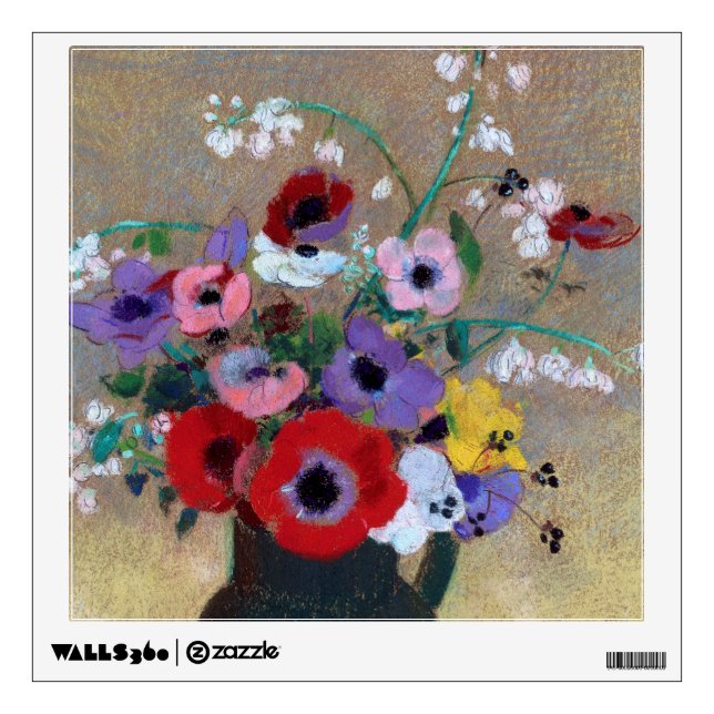 Vase with Mixed Flowers, Redon Wall Decal (Front)