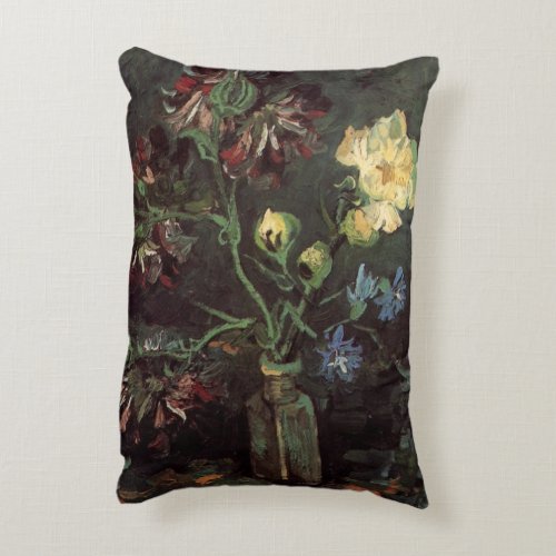 Vase with Myosotis and Peonies by Vincent van Gogh Accent Pillow