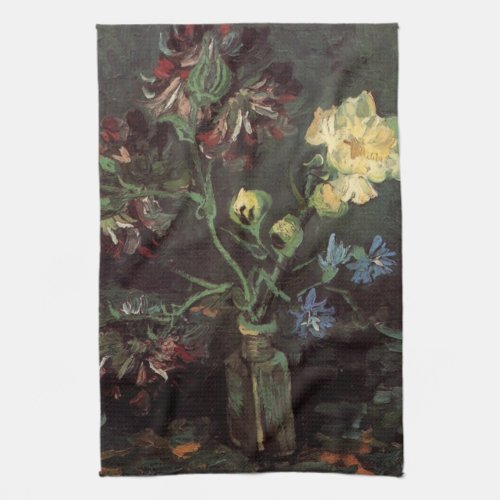 Vase with Myosotis and Peonies by Vincent van Gogh Kitchen Towel