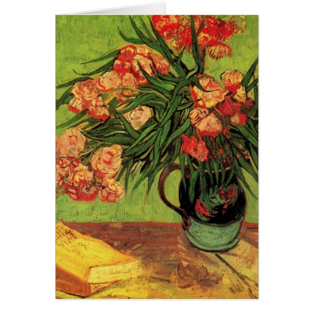 Vase with Oleanders and Books by Vincent van Gogh Cards (Front)