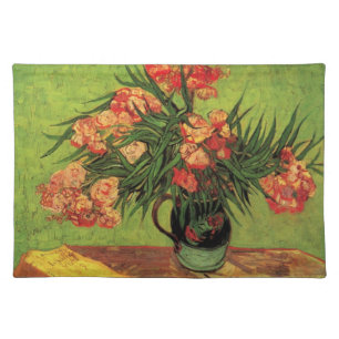 Vase with Oleanders and Books by Vincent van Gogh Cloth Placemat