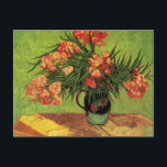 Vase with Oleanders and Books by Vincent van Gogh Postcard<br><div class="desc">Still Life: Vase with Oleanders and Books by Vincent van Gogh is a vintage fine art post impressionism still life floral painting. A beautiful bouquet of oleander flowers from a spring garden and library books for leisure reading on a table. About the artist: Vincent Willem van Gogh (1853 -1890) was...</div>