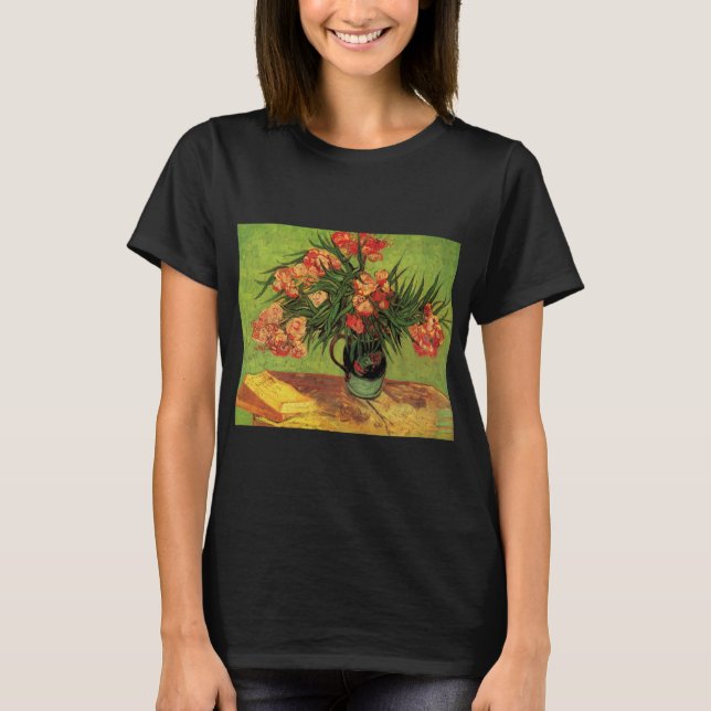 Vase with Oleanders and Books by Vincent van Gogh T-Shirt (Front)