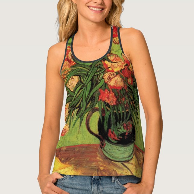 Vase with Oleanders and Books by Vincent van Gogh Tank Top (Front)