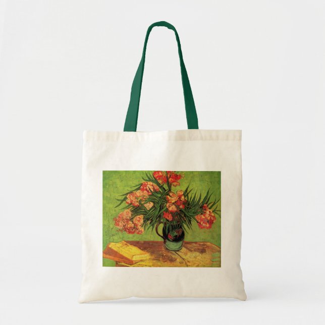 Vase with Oleanders and Books by Vincent van Gogh Tote Bag (Front)
