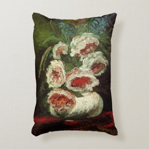 Vase with Peonies by Vincent van Gogh Accent Pillow