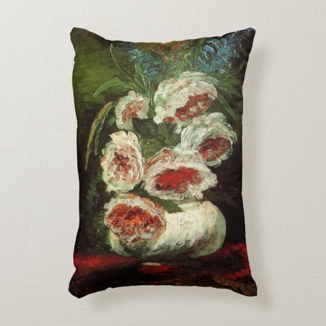 Vase with Peonies by Vincent van Gogh Accent Pillow (Front(Vertical))